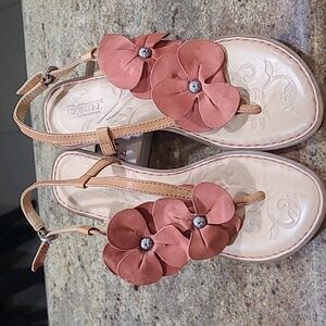 Born Tan and Pink Floral Sandals Size 7